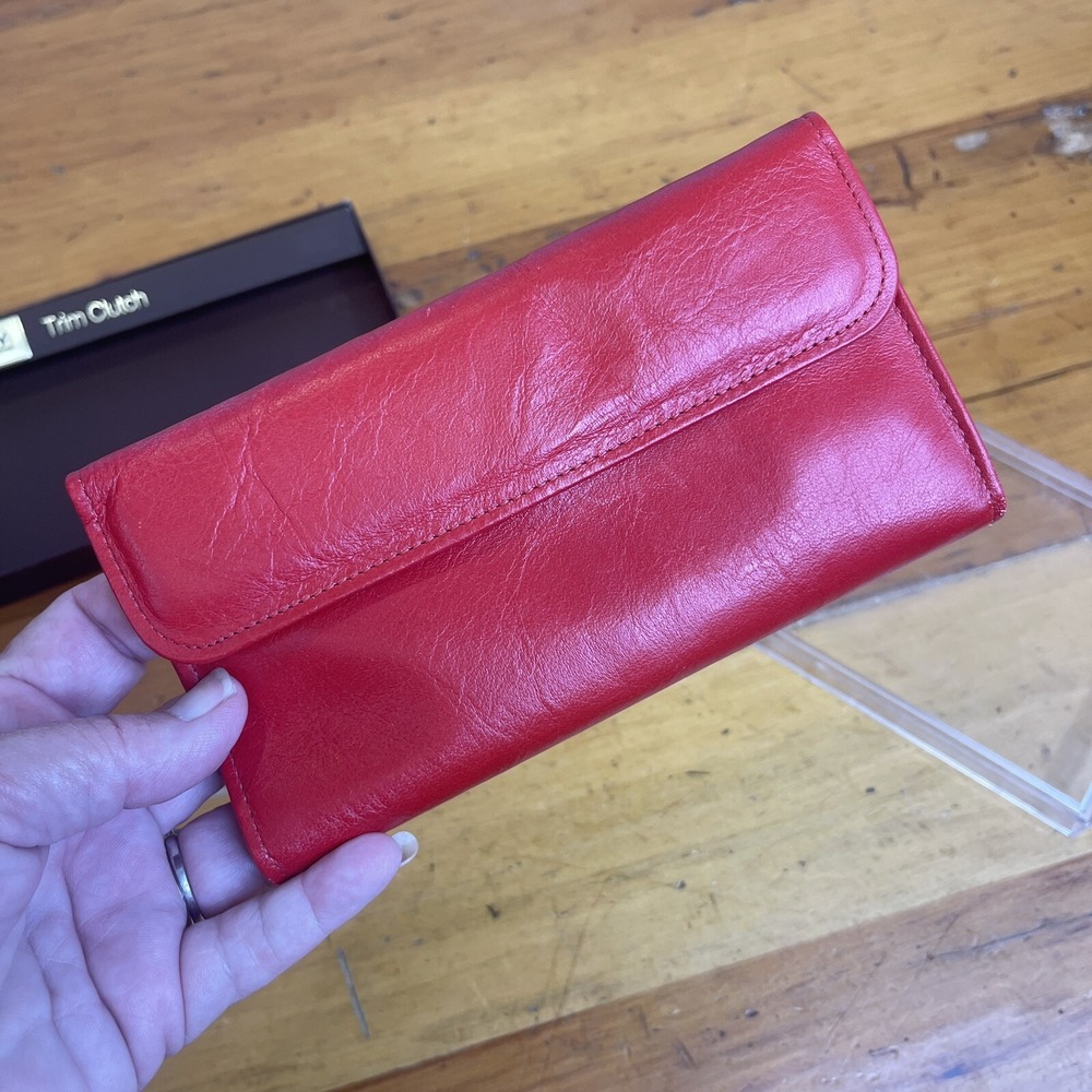 Vintage‎ Amity Women's Red Leather Trim Clutch Wallet Checkbook Holder ID Cards - Picture 4 of 14